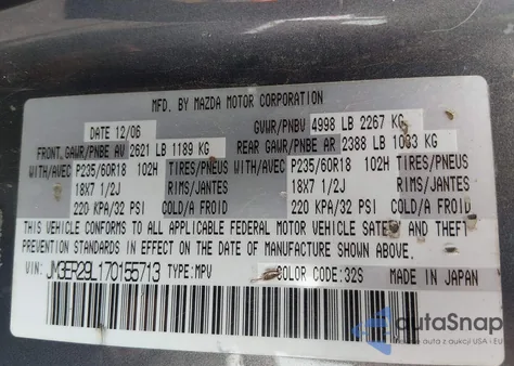 2007 Mazda Cx-7 Grand Touring z USA, uszkodzony, nr VIN JM3ER29L170155713